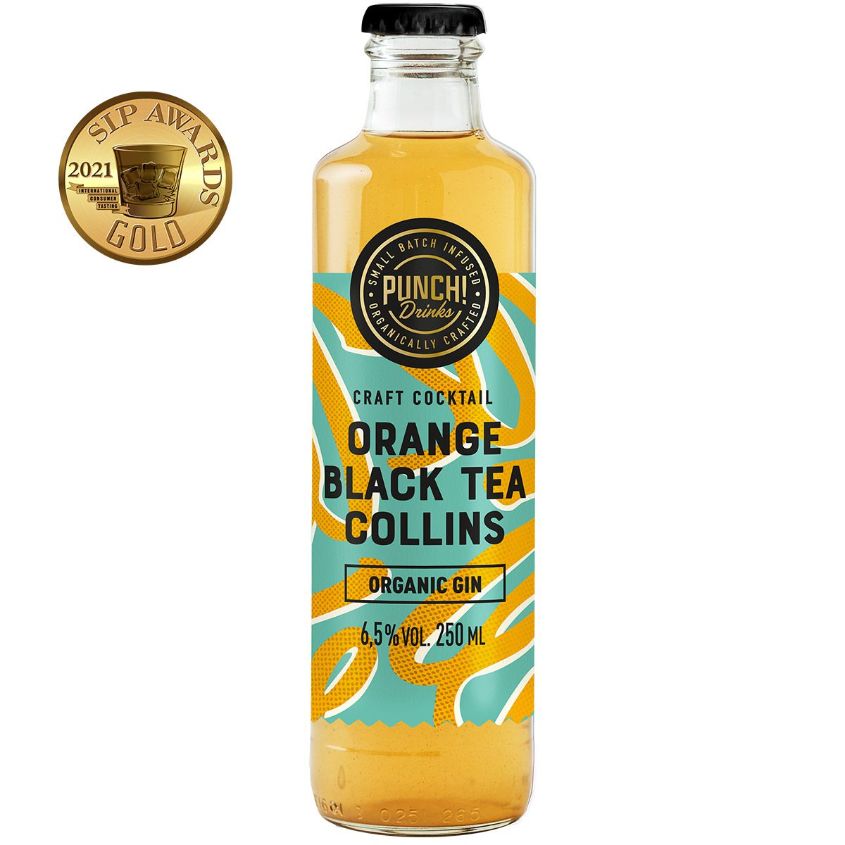 Orange & Black Tea Collins. Award winning organic gin cocktail by Punch Club®